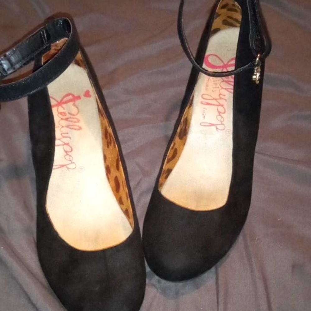 Girls Black wedge heel